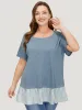 Striped Patchwork Heather T-shirt sold by Bloomchic