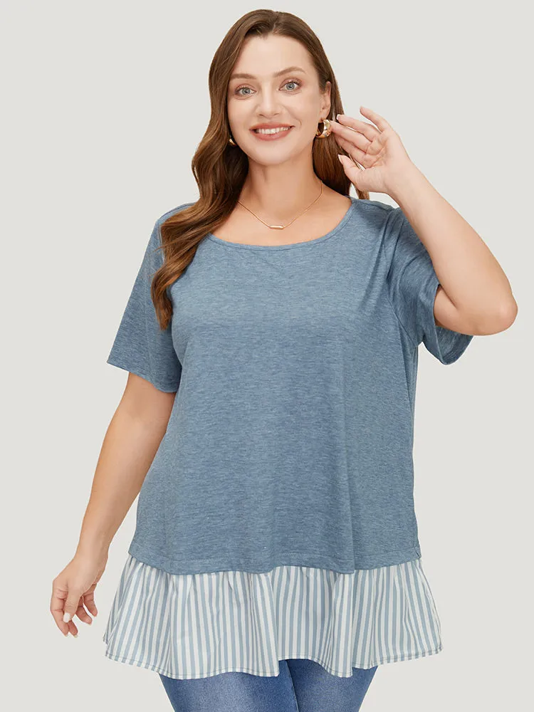 Striped Patchwork Heather T-shirt sold by Bloomchic product image thumbnail 3