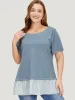 Striped Patchwork Heather T-shirt sold by Bloomchic