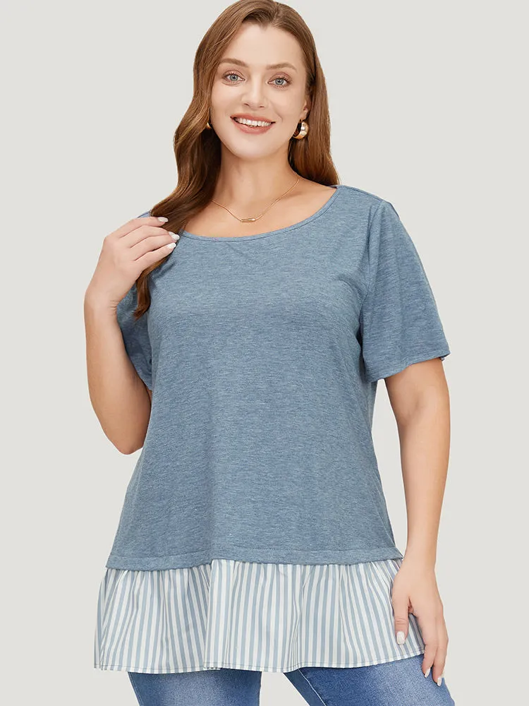 Striped Patchwork Heather T-shirt sold by Bloomchic product image thumbnail 2