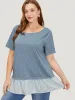 Striped Patchwork Heather T-shirt sold by Bloomchic