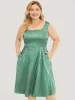 Floral Satin Pocket Ruffle Hem Zip Back Tank Dress sold by Bloomchic