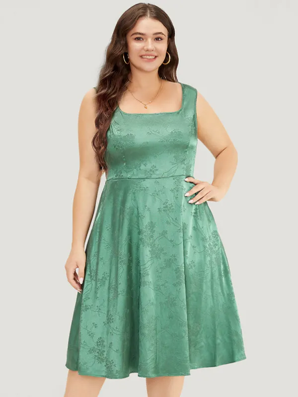 Floral Satin Pocket Ruffle Hem Zip Back Tank Dress sold by Bloomchic