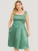 Floral Satin Pocket Ruffle Hem Zip Back Tank Dress sold by Bloomchic
