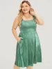 Floral Satin Pocket Ruffle Hem Zip Back Tank Dress sold by Bloomchic