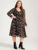 Floral Mesh Lantern Sleeve Pocket Flutter Dress sold by Bloomchic
