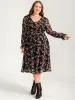 Floral Mesh Lantern Sleeve Pocket Flutter Dress sold by Bloomchic
