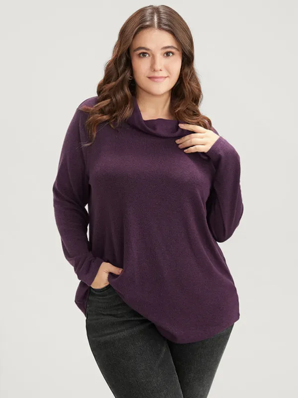 Solid Mock Neck Heather Long Tee sold by Bloomchic