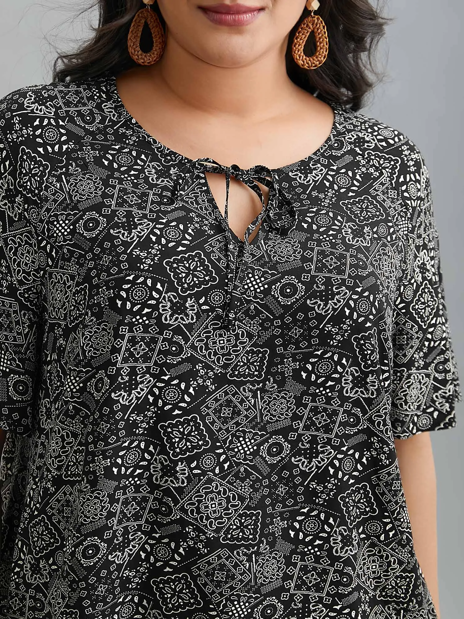 Boho Print Neck-Tie Blouse sold by Bloomchic product image thumbnail 3