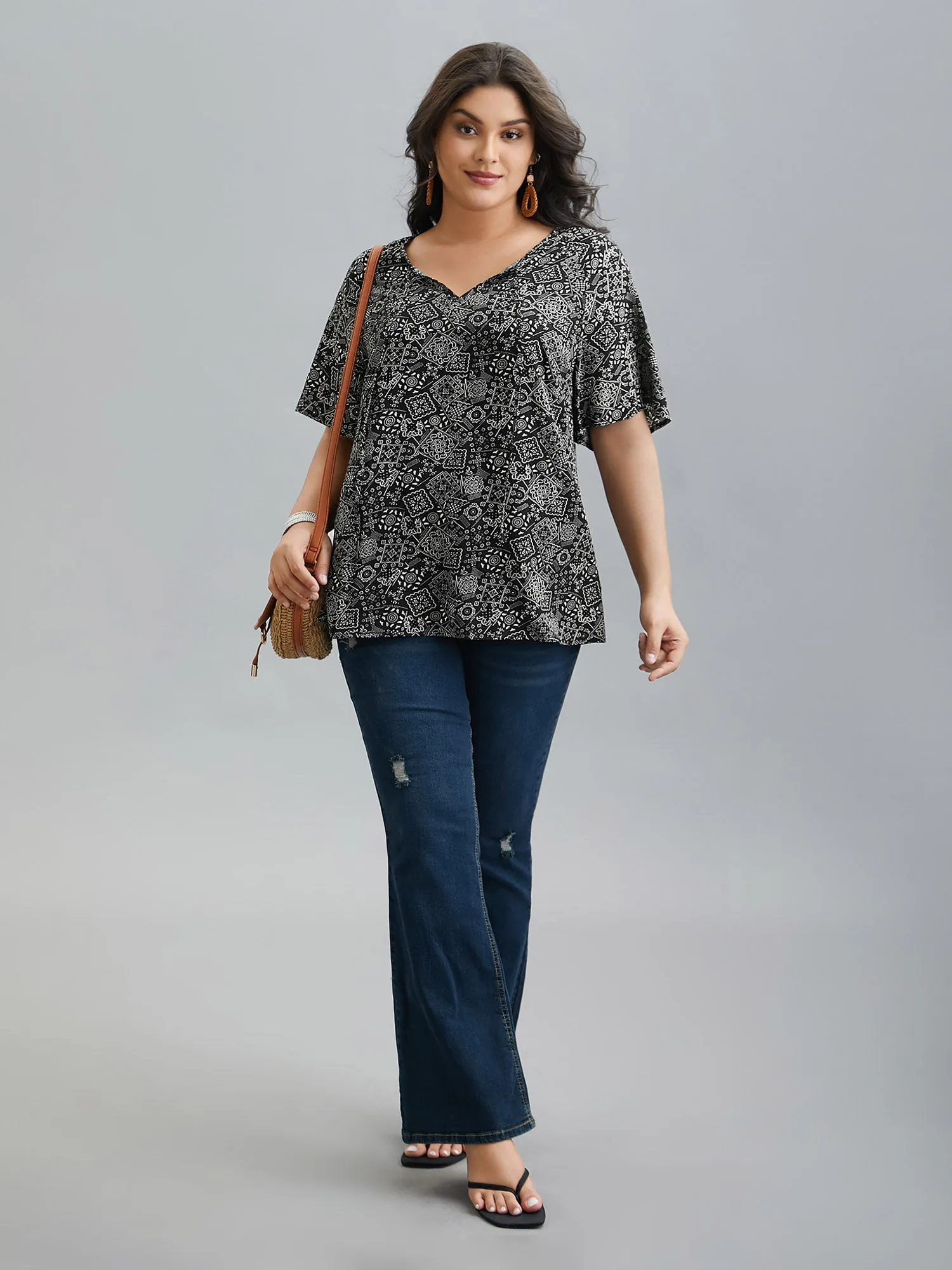 Boho Print Neck-Tie Blouse sold by Bloomchic product image thumbnail 2