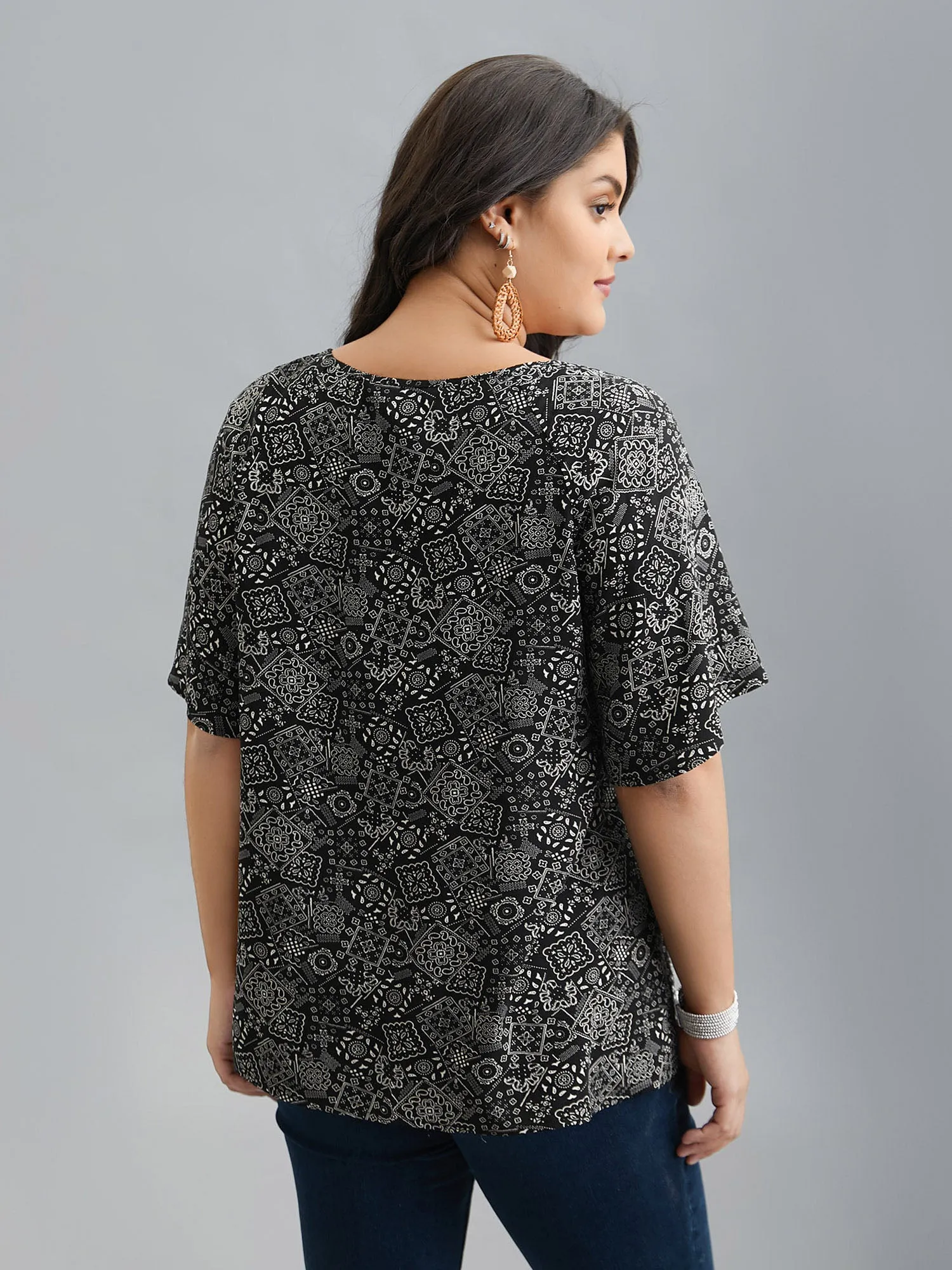 Boho Print Neck-Tie Blouse sold by Bloomchic product image thumbnail 5