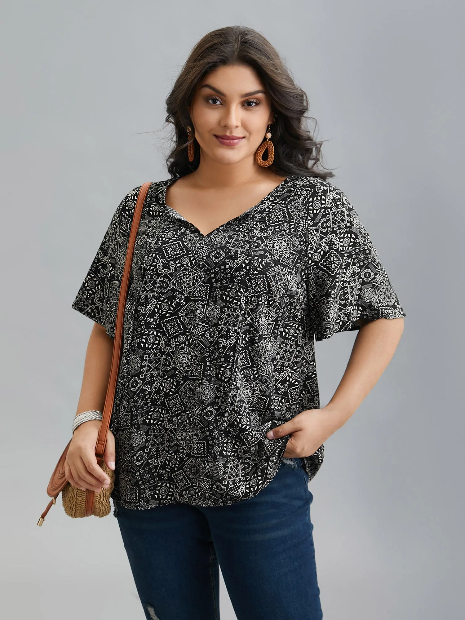 Boho Print Neck-Tie Blouse sold by Bloomchic product image thumbnail 4