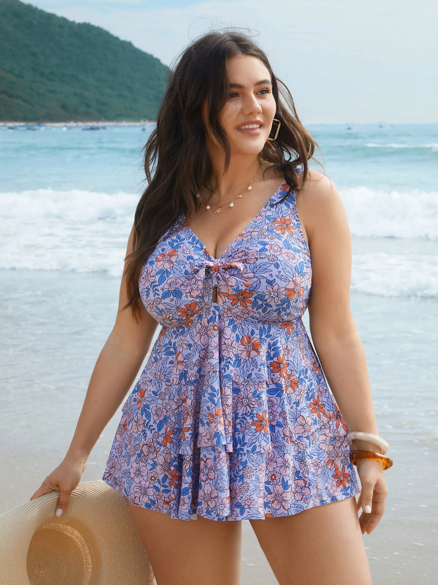 Floral Print Tiered Ties Adjustable Swim Top sold by Bloomchic product image thumbnail 3