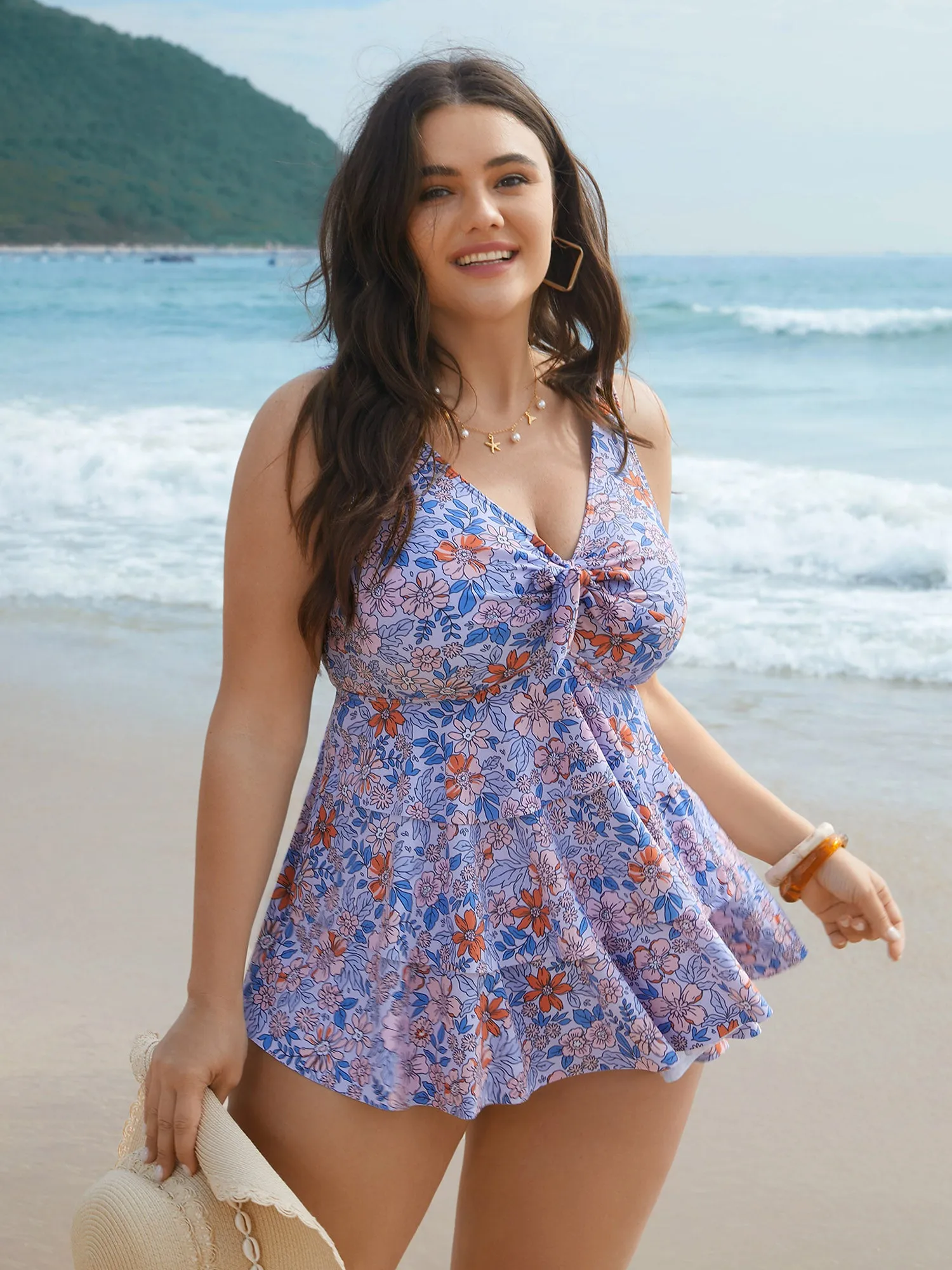 Floral Print Tiered Ties Adjustable Swim Top sold by Bloomchic product image thumbnail 4