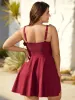 Front-Tie Bow Flutter Sleeve Gathered Swim Dress sold by Bloomchic