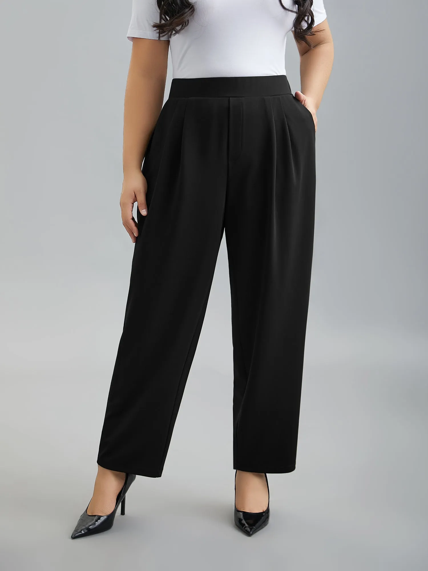 Stretchy-Waist Straight Leg Pants sold by Bloomchic