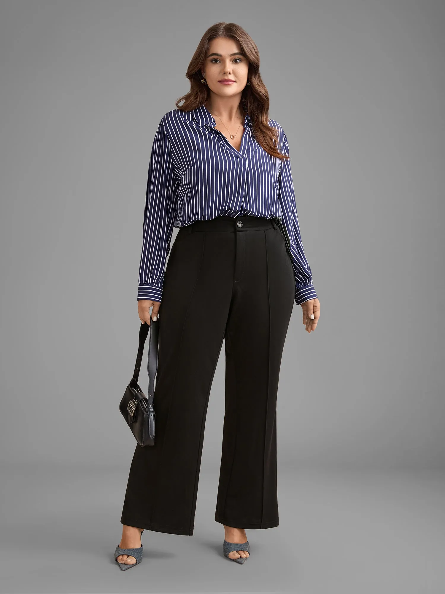 Pleated Mid-Rise Bootcut Pants sold by Bloomchic product image thumbnail 2