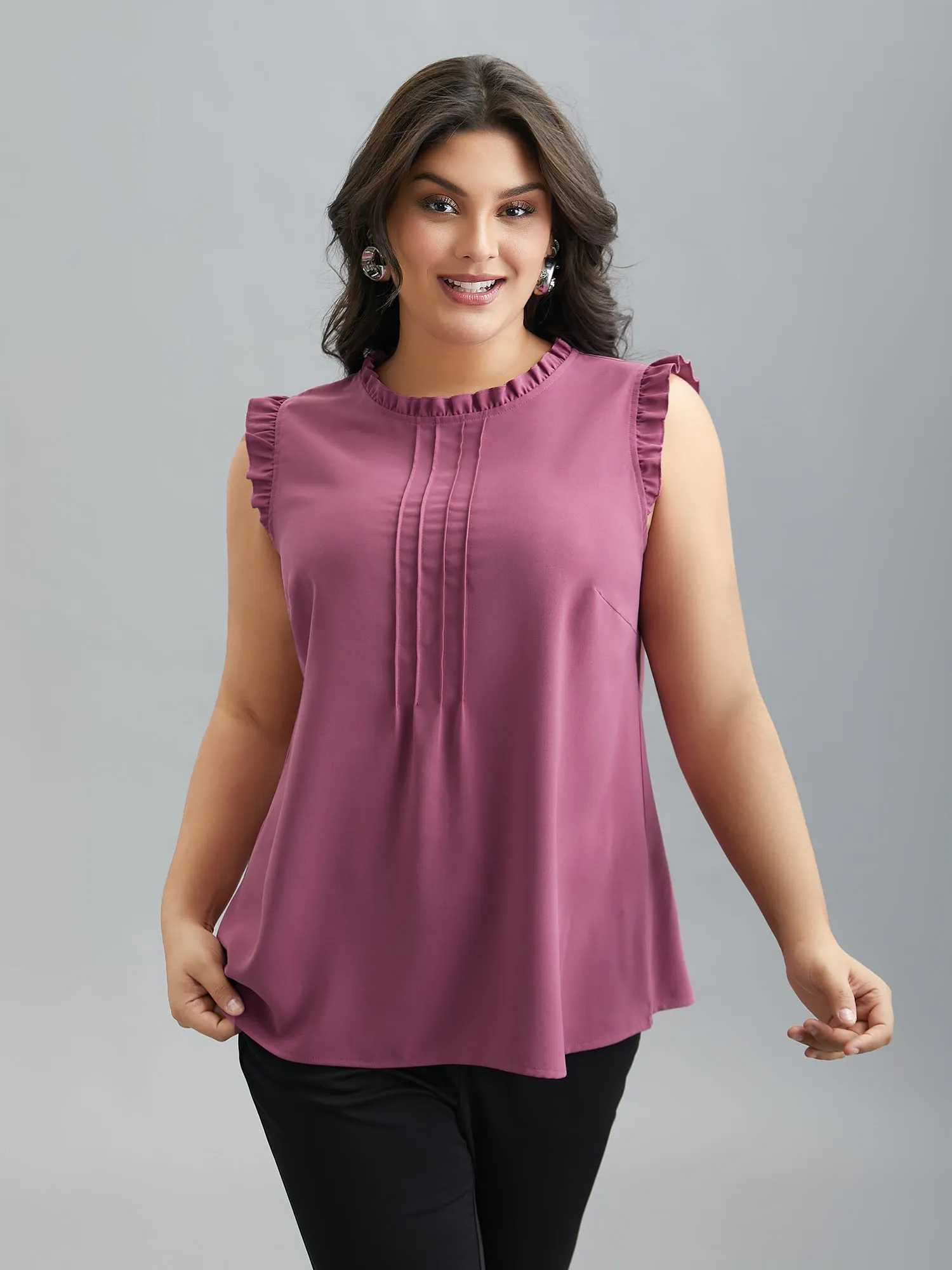 Ruffled Spliced Tucked Seam Vest sold by Bloomchic product image thumbnail 4