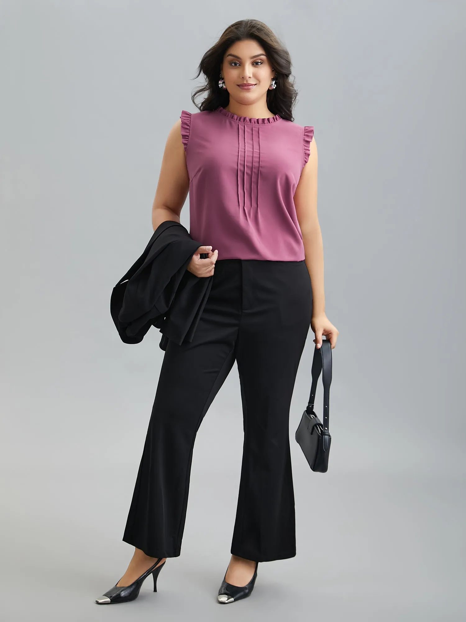 Ruffled Spliced Tucked Seam Vest sold by Bloomchic product image thumbnail 3