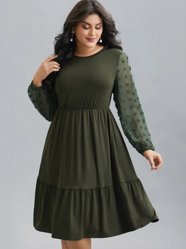 Sheer Chiffon Textured Waist-Defined Midi Dress sold by Bloomchic