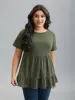 Textured Tiered Stretchy Round Neck Top sold by Bloomchic