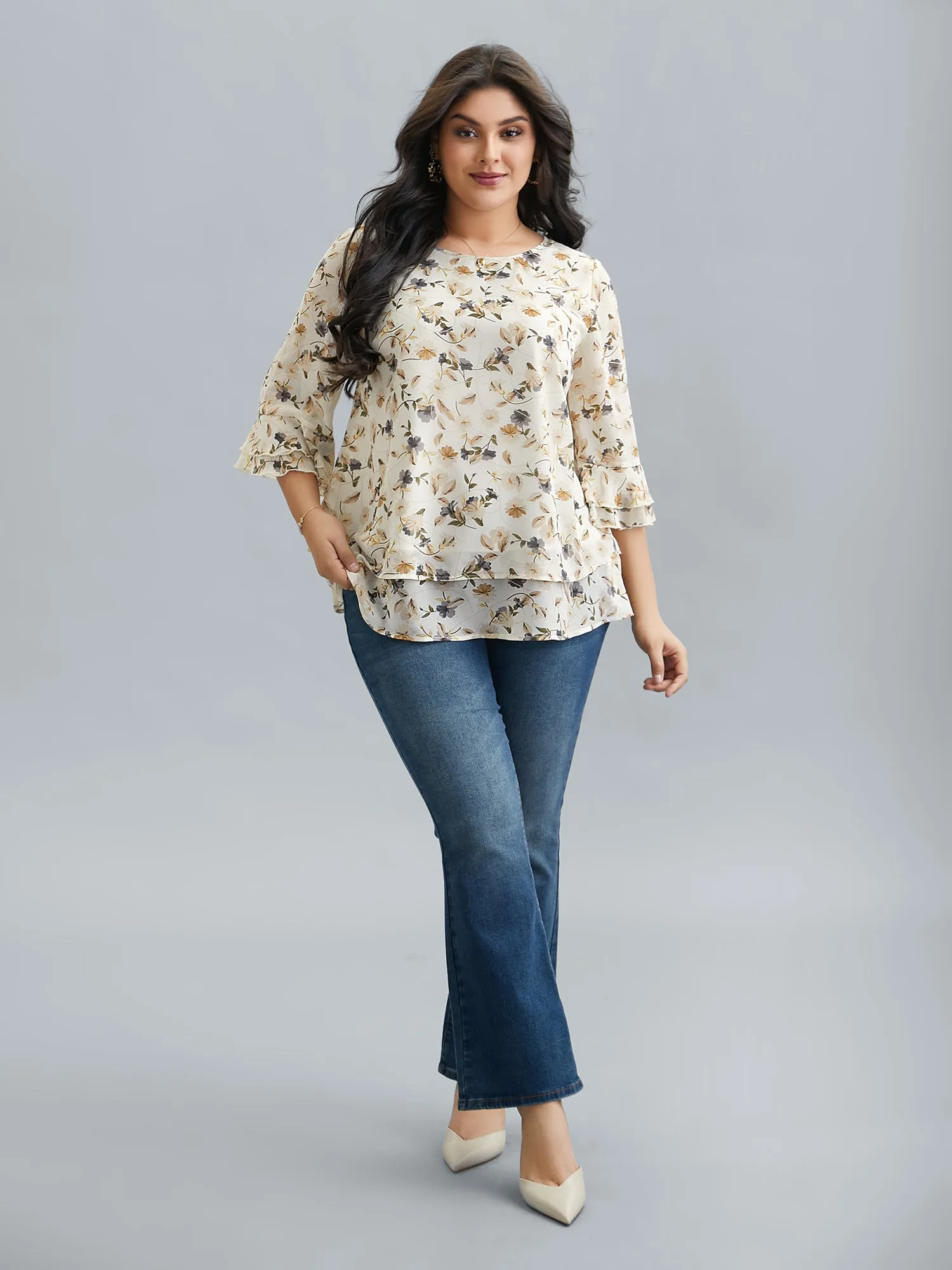 Chiffon Floral Print Layered Blouse sold by Bloomchic product image thumbnail 2