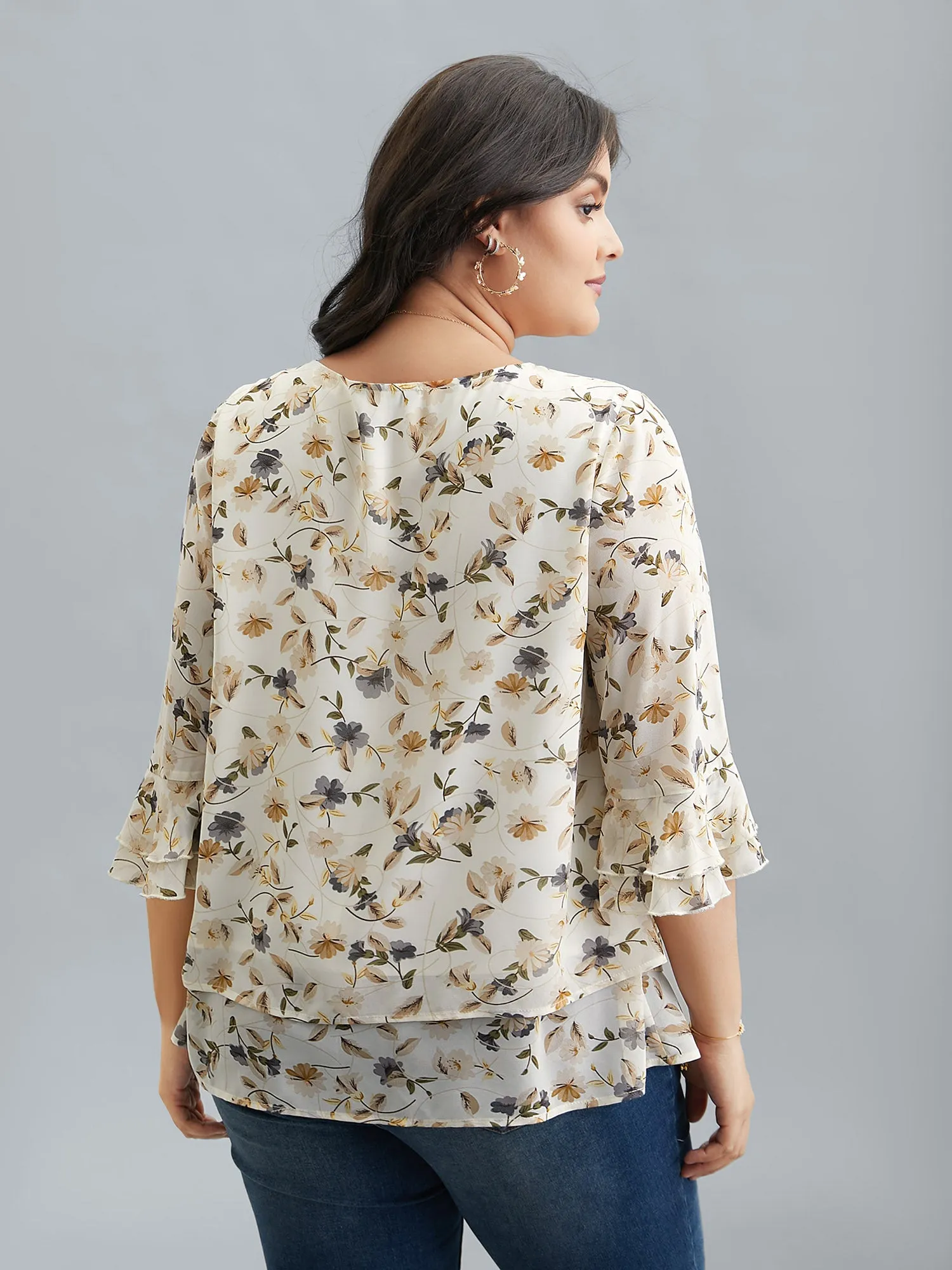 Chiffon Floral Print Layered Blouse sold by Bloomchic product image thumbnail 5