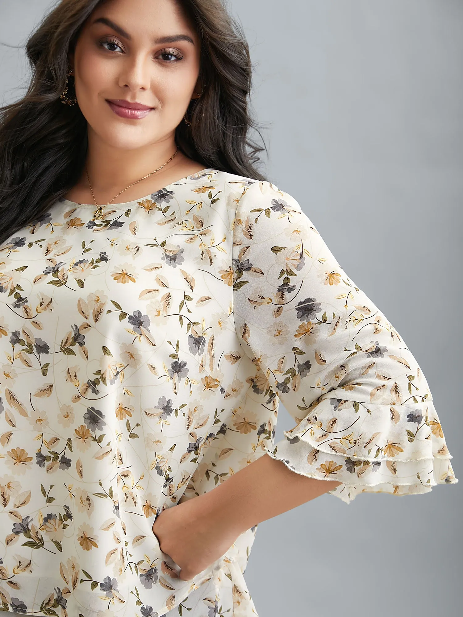 Chiffon Floral Print Layered Blouse sold by Bloomchic product image thumbnail 3