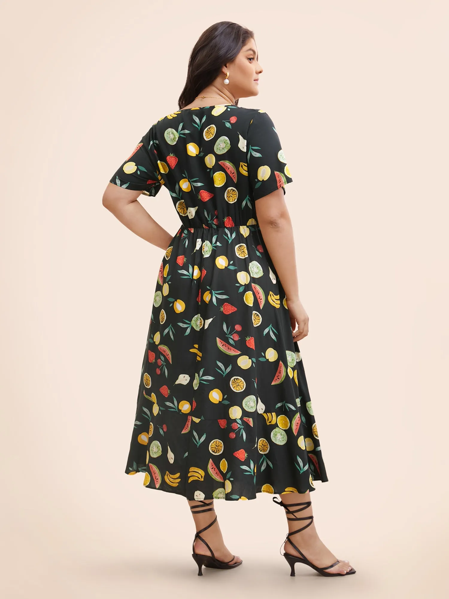 Fruit Print Elastic Waist Gathered Dress sold by Bloomchic product image thumbnail 4