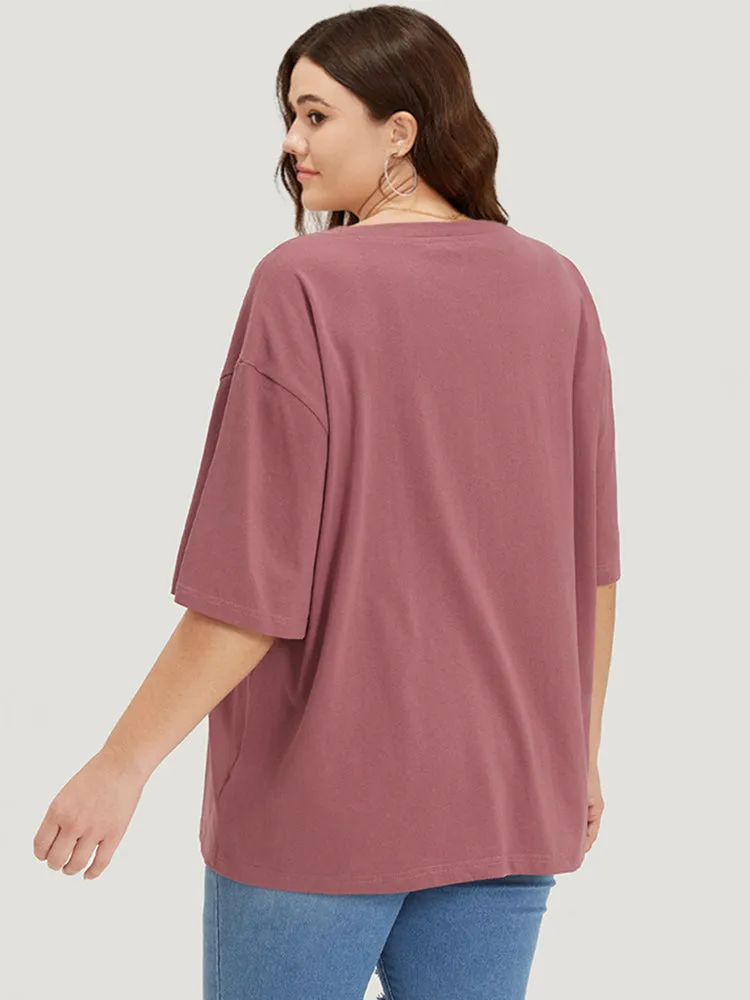 Butterfly & Moon Print Round Neck Drop Shoulder T-shirt sold by Bloomchic product image thumbnail 2