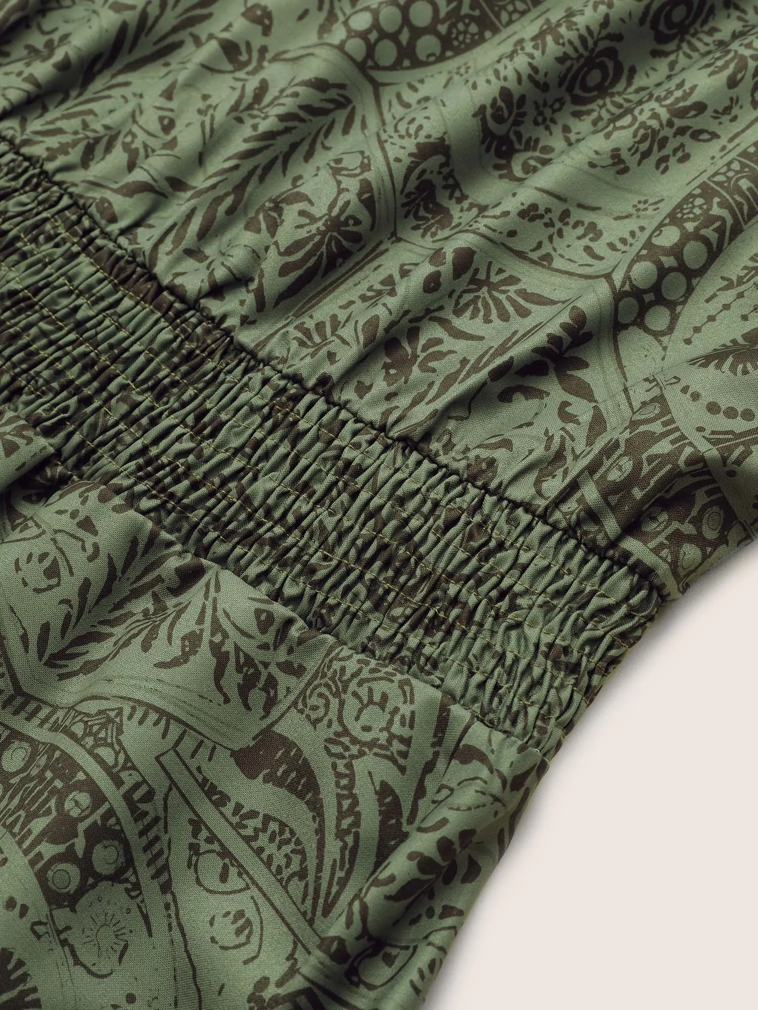 Paisley Print Shirred Lantern Sleeve Dress sold by Bloomchic product image thumbnail 5