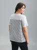 Striped Contrast Stretchy Button T-Shirt sold by Bloomchic