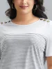 Striped Contrast Stretchy Button T-Shirt sold by Bloomchic