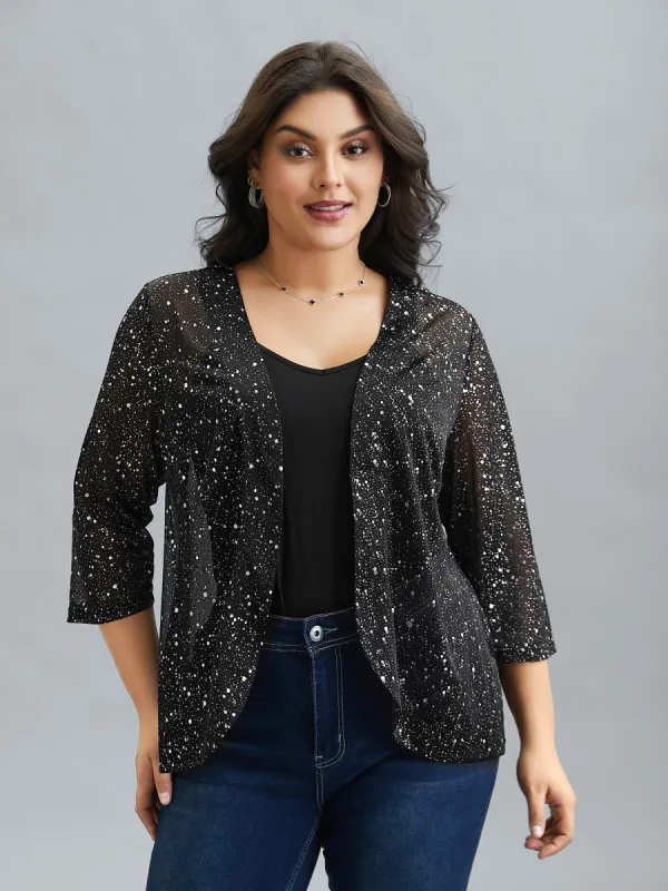 Shimmery Sheer Textured Open-Front Kimono sold by Bloomchic