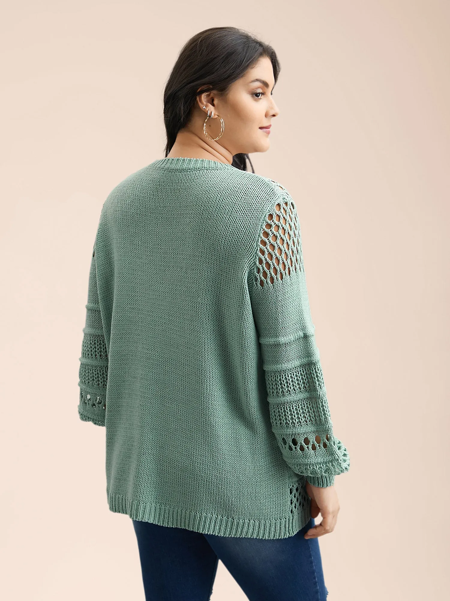 Textured Cut-Out Round Neck Pullover sold by Bloomchic product image thumbnail 2