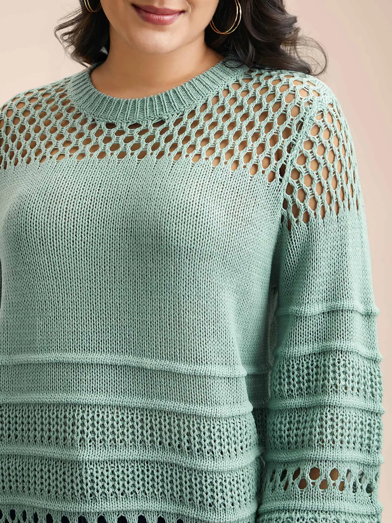 Textured Cut-Out Round Neck Pullover sold by Bloomchic product image thumbnail 5