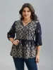 Boho Embroidered Pleated V-Neck Blouse sold by Bloomchic