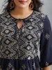 Boho Embroidered Pleated V-Neck Blouse sold by Bloomchic