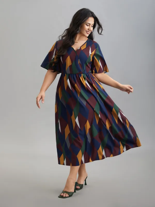 Geometric Print Fit and Flare Midi Dress sold by Bloomchic