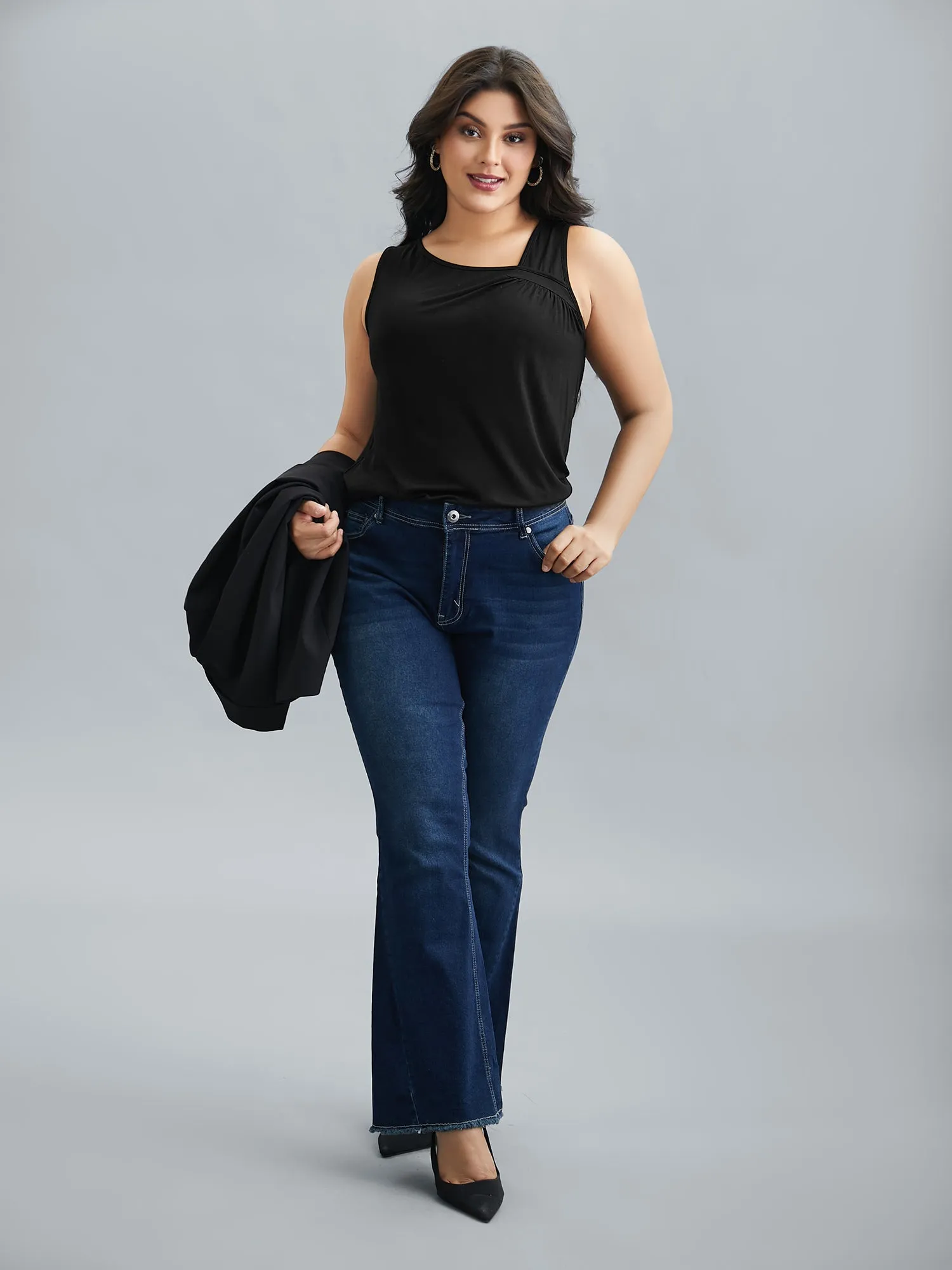 Asymmetrical Neckline Stretchy Fitted Vest sold by Bloomchic product image thumbnail 5