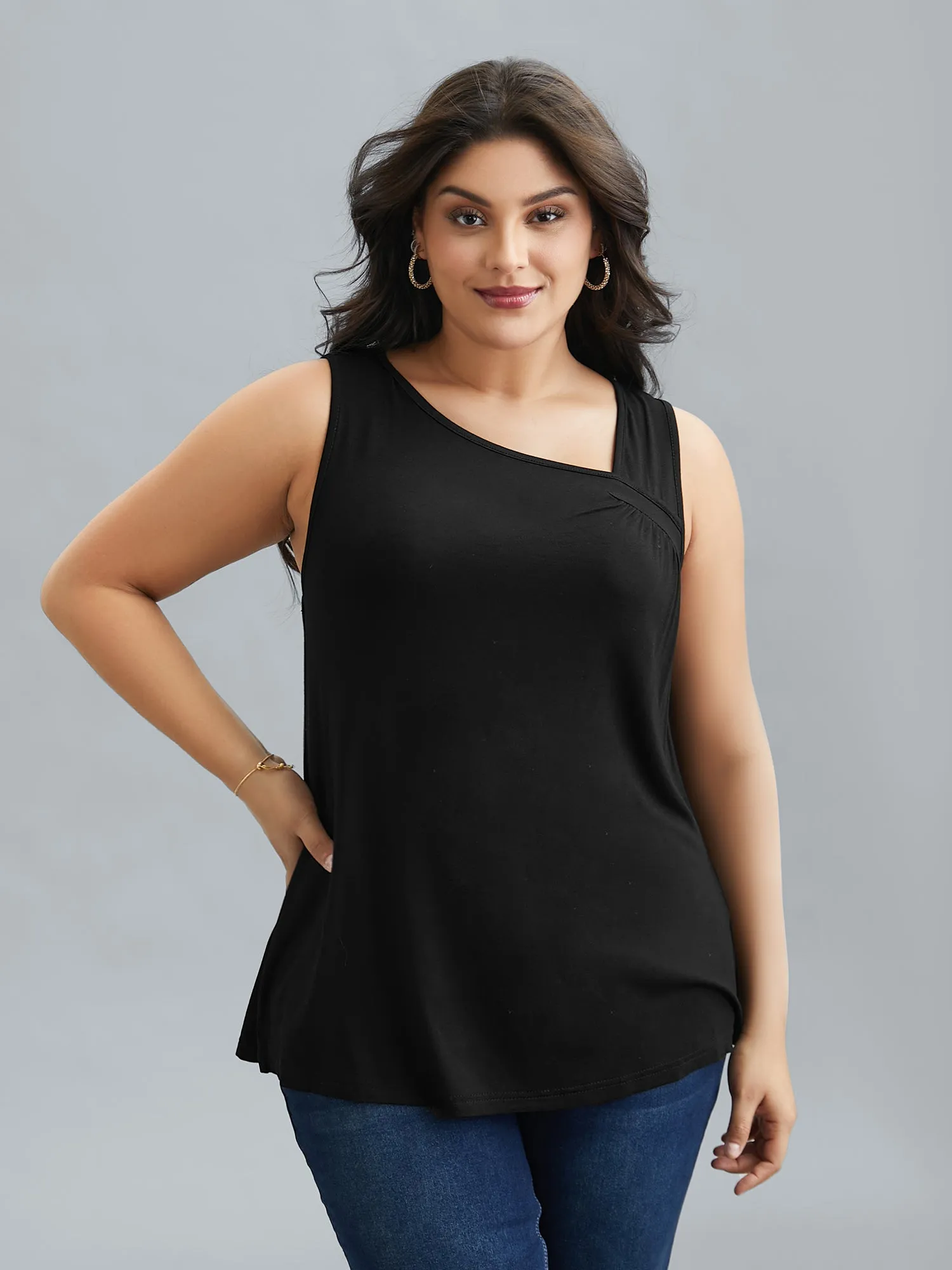 Asymmetrical Neckline Stretchy Fitted Vest sold by Bloomchic product image thumbnail 2