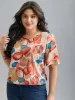 Multi-Color Drops Round Neck Blouse sold by Bloomchic