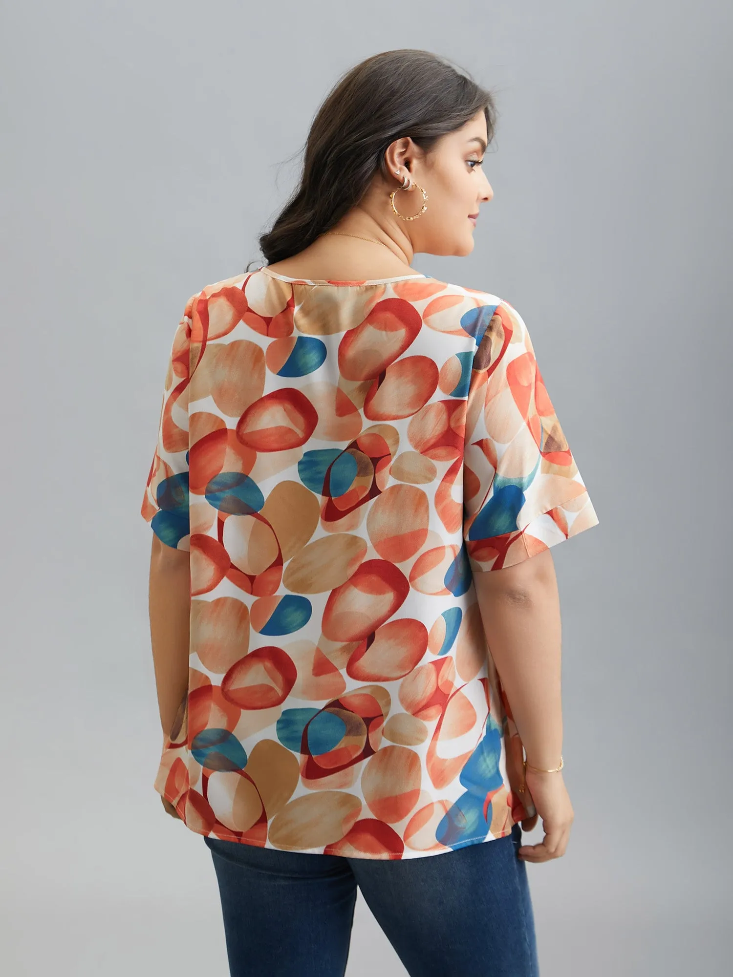 Multi-Color Drops Round Neck Blouse sold by Bloomchic product image thumbnail 5