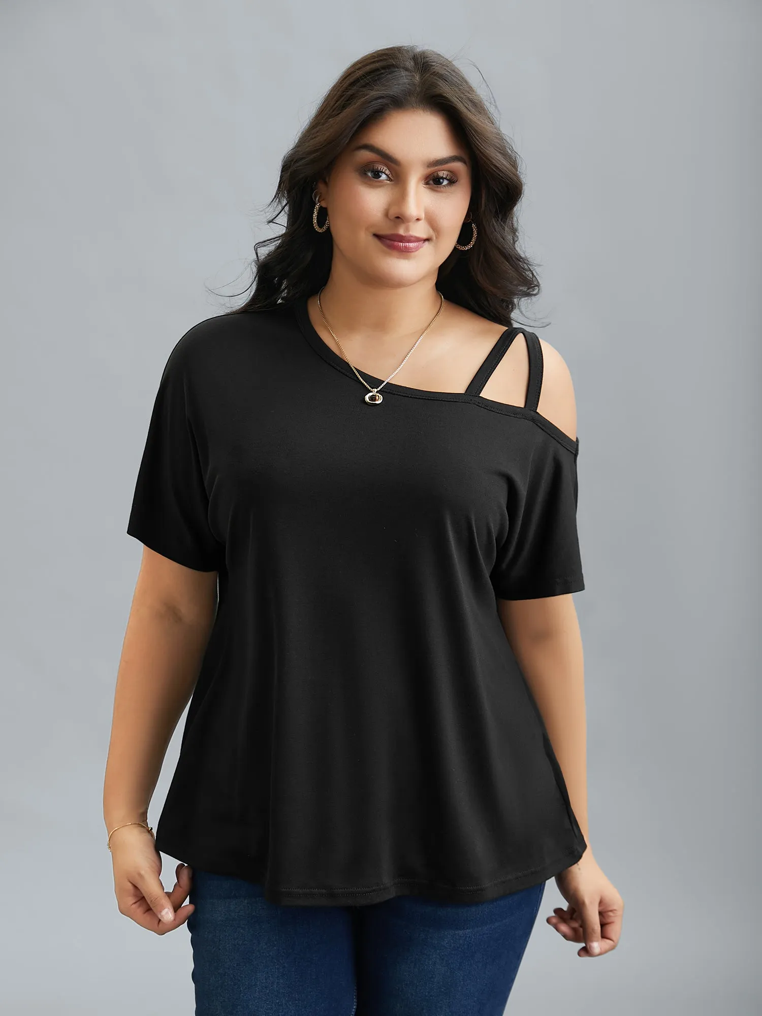 One-Shoulder Cami Fitted T-Shirt sold by Bloomchic product image thumbnail 3