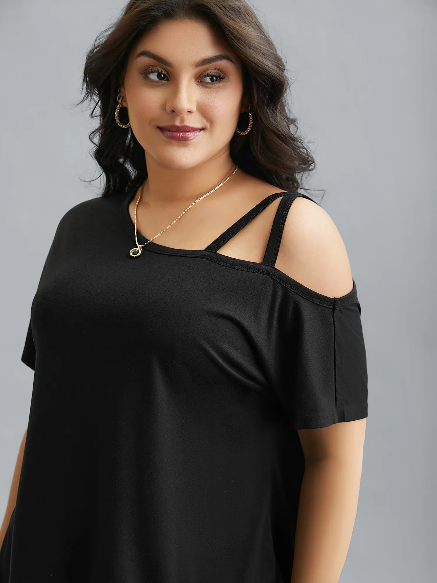 One-Shoulder Cami Fitted T-Shirt sold by Bloomchic product image thumbnail 5