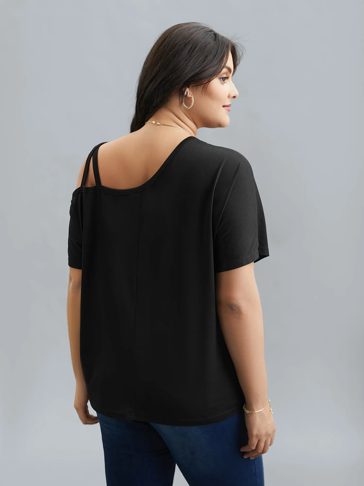 One-Shoulder Cami Fitted T-Shirt sold by Bloomchic product image thumbnail 4