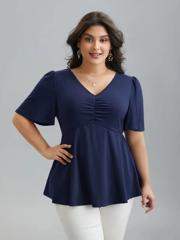 Backless Bow Flutter Sleeve Knit Top sold by Bloomchic