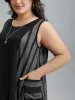 Striped Spliced Pockets Hi-Low Hem Vest sold by Bloomchic