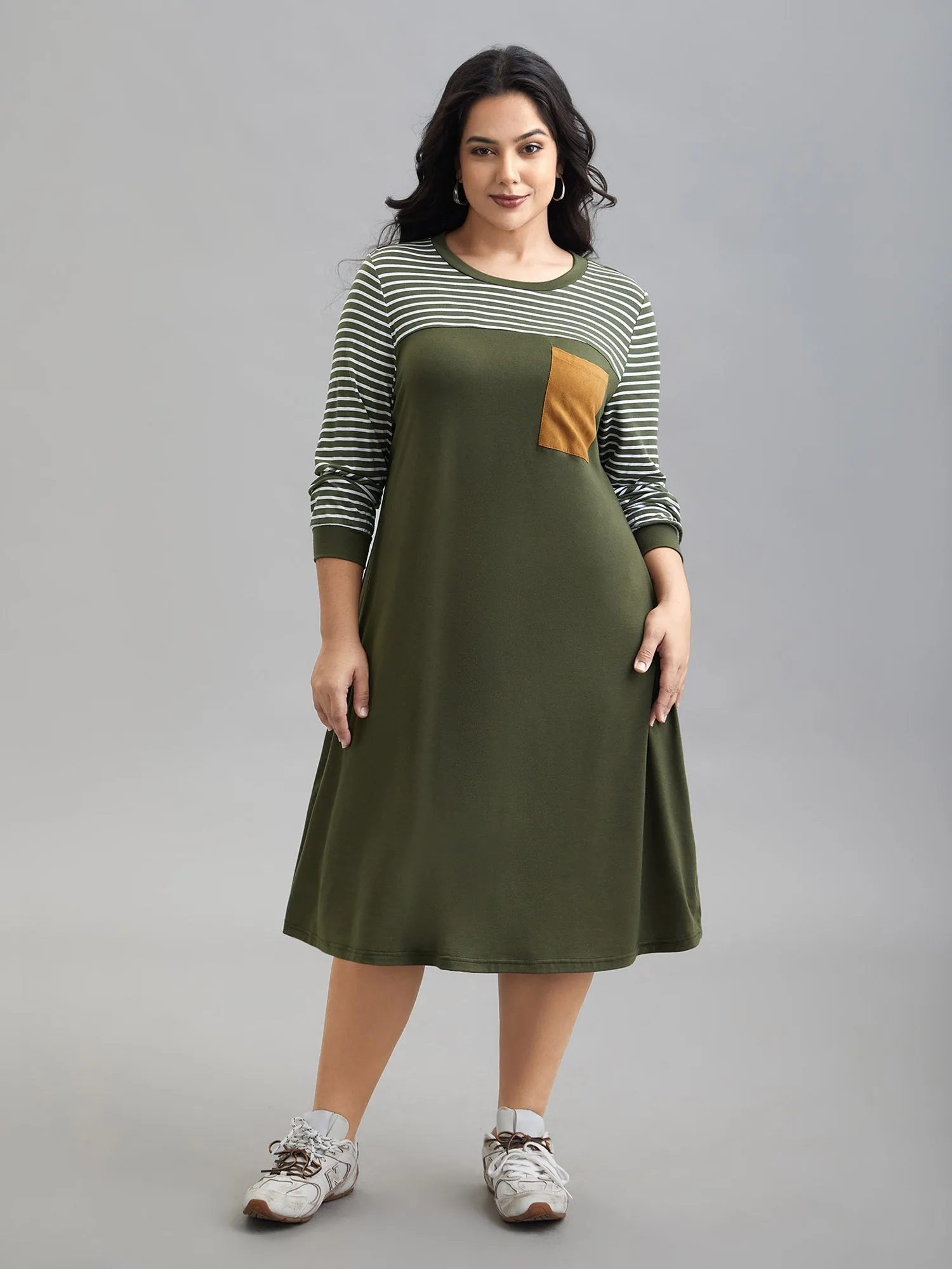 Solid and Striped Flared Midi Dress sold by Bloomchic product image thumbnail 4