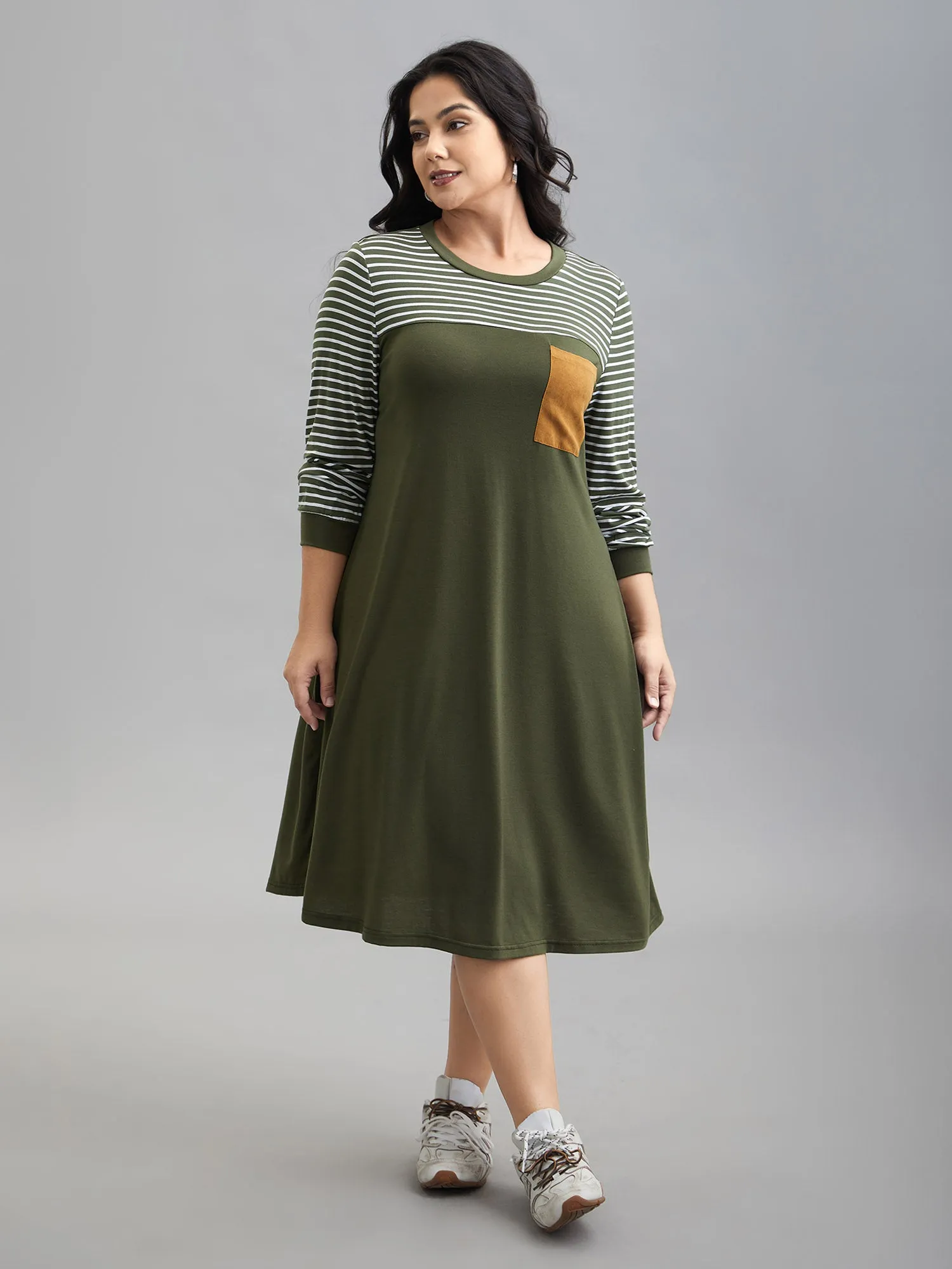 Solid and Striped Flared Midi Dress sold by Bloomchic product image thumbnail 3